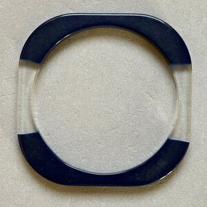 VINTAGE Bangle Bracelet Square Navy Clear Lucite Thin Modernist